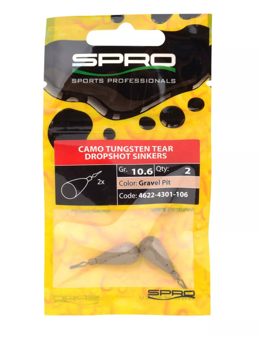 SPRO CAMO TUNGSTEN TEAR DROPSHOT SINKERS - GRAVEL PIT 1 SPRO CAMO TUNGSTEN TEAR DROPSHOT SINKERS - GRAVEL PIT