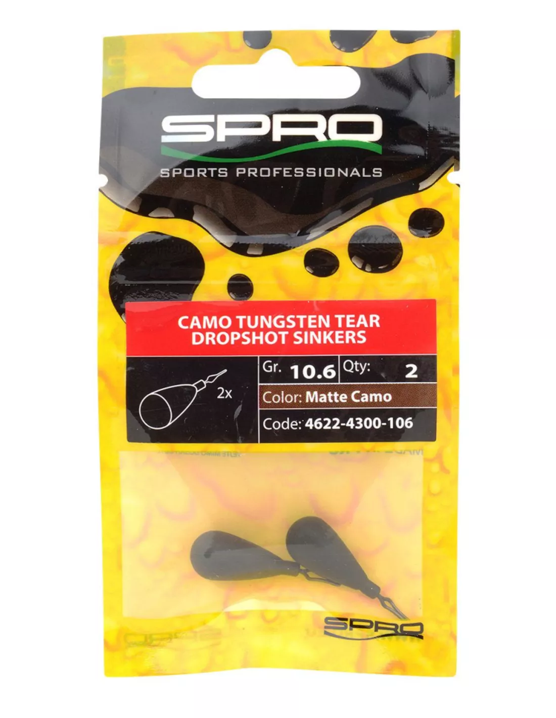 SPRO CAMO TUNGSTEN TEAR DROPSHOT SINKERS - MATTE CAMO 1 SPRO CAMO TUNGSTEN TEAR DROPSHOT SINKERS - MATTE CAMO